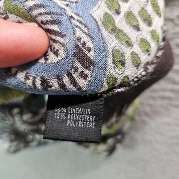 Lafayette 148 Shirt Top Women Size‎ 10 Linen Blend Ruffle Geometric Summer - Picture 5 of 10